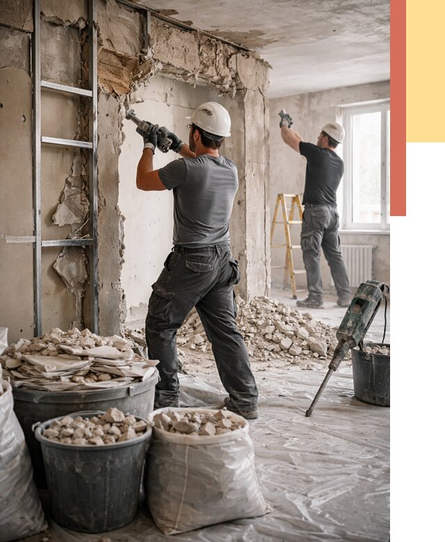 Демонтажные работы в Барабинске от 2742 руб. — услуги и цена под ключ | ОТДЕЛОЧНИК-Ббн