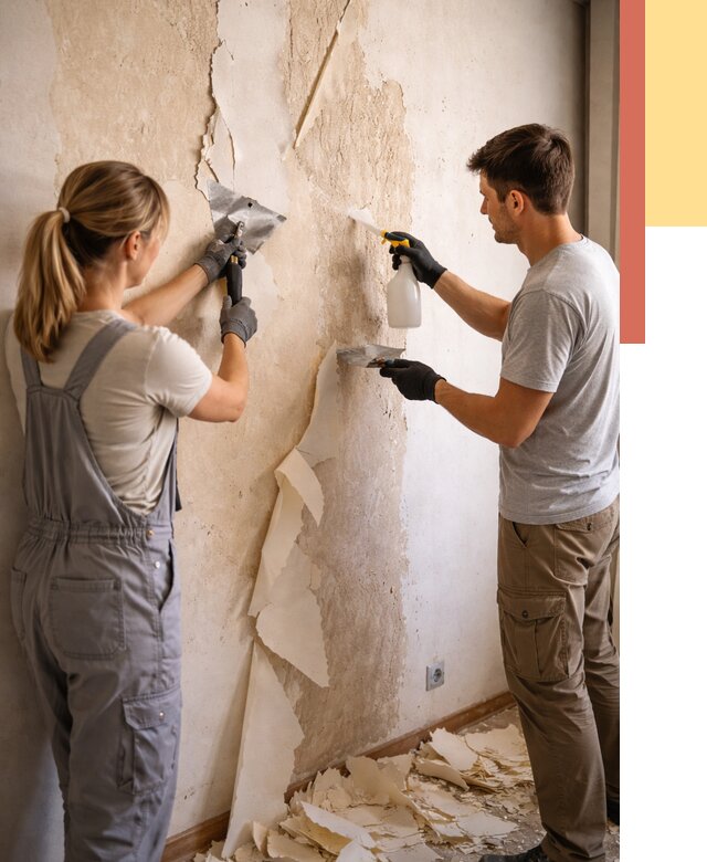 Снятие старых обоев в Барабинске от 5332 руб. под ключ недорого | ОТДЕЛОЧНИК-Ббн