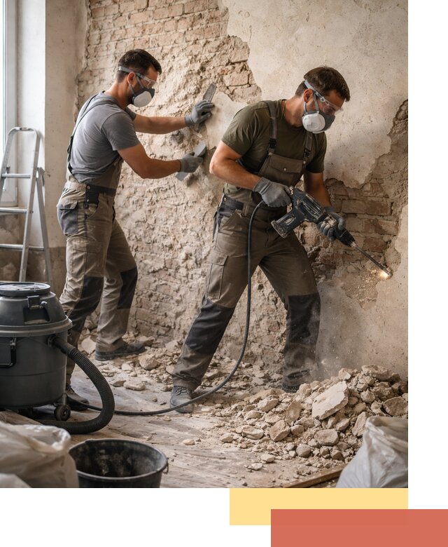 Демонтаж штукатурки со стен в Барабинске быстро и аккуратно