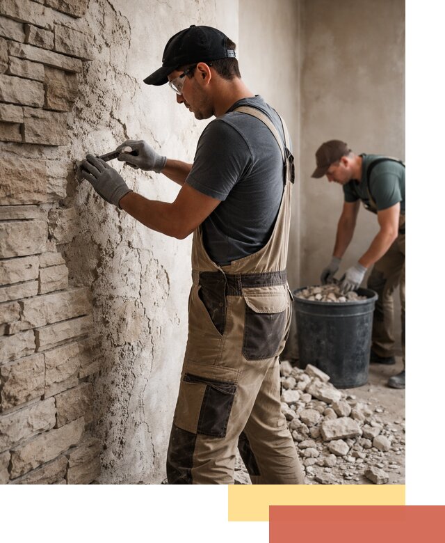 Демонтаж декоративного камня в Барабинске профессионально и безопасно