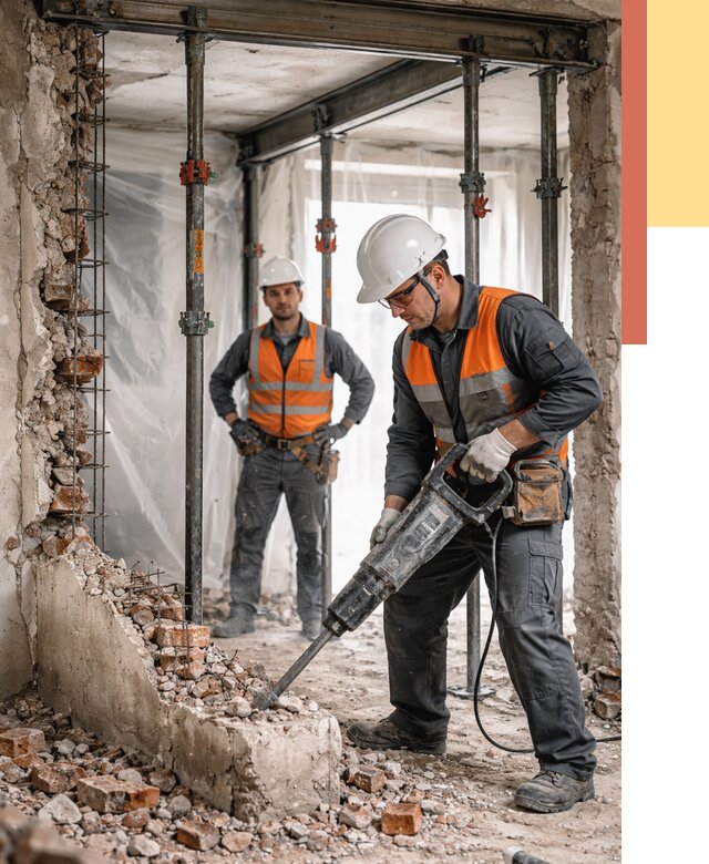 Снос несущих стен в Барабинске от 10411 руб. — демонтаж несущей стены под ключ | ОТДЕЛОЧНИК-Ббн