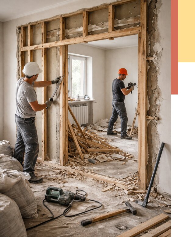 Демонтаж деревянных перегородок в Барабинске от 3250 руб. — быстро и недорого | ОТДЕЛОЧНИК-Ббн