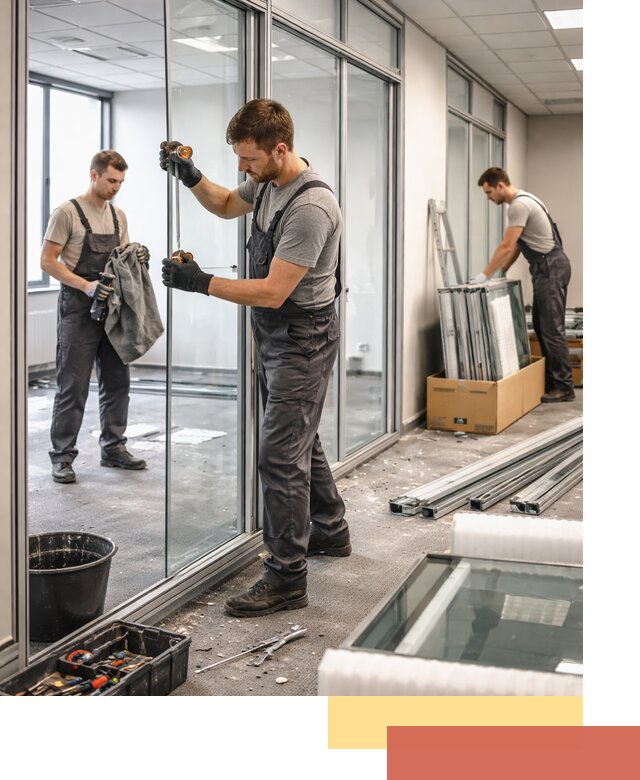 Демонтаж стеклянных перегородок в Барабинске быстро и безопасно