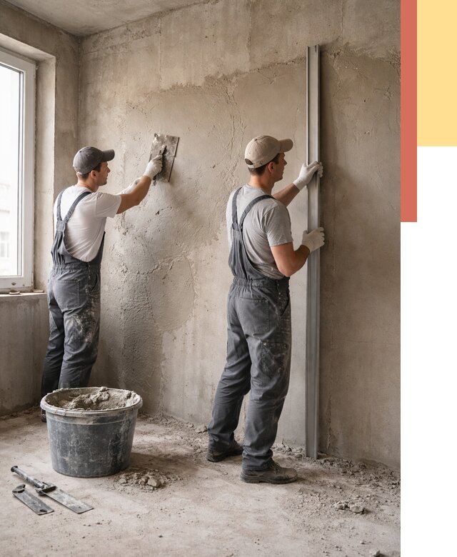 Штукатурка бетонных стен в Барабинске от 4571 руб/м² — качественно и быстро | ОТДЕЛОЧНИК-Ббн