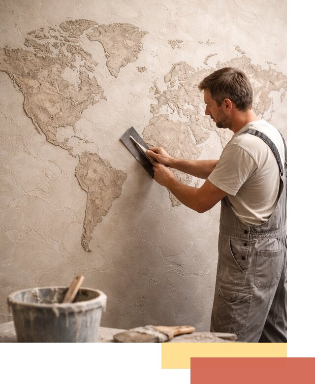 Декоративная штукатурка «Карта мира» под ключ в Барабинске