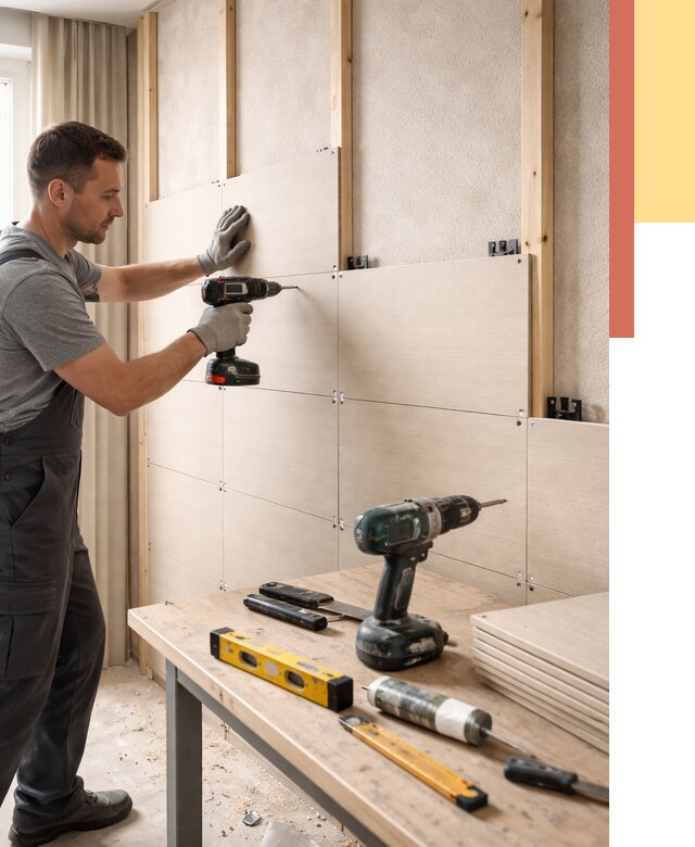 Монтаж МДФ панелей на стены в Барабинске от 1270 руб. под ключ | ОТДЕЛОЧНИК-Ббн