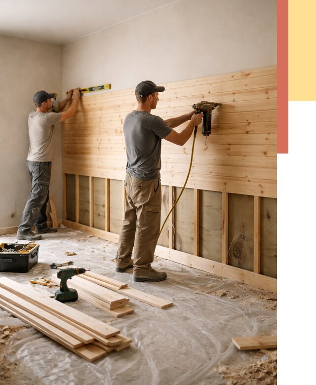 Монтаж деревянной вагонки на стены в Барабинске от 7618 руб. | Услуги монтажа вагонки | ОТДЕЛОЧНИК-Ббн