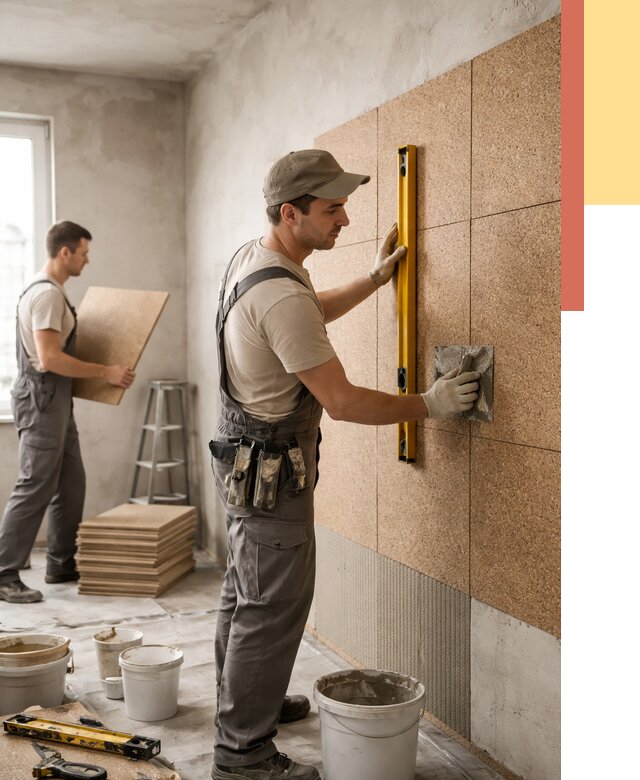 Монтаж пробковых панелей на стены в Барабинске от 3555 руб. — ОТДЕЛОЧНИК-Ббн