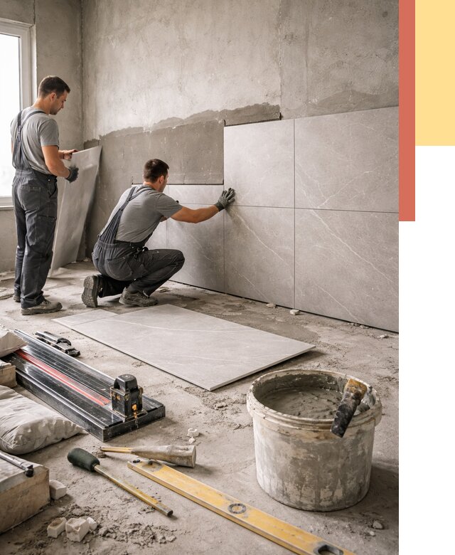 Облицовка стен керамогранитом в Барабинске от 4266 руб./м² — услуги под ключ | ОТДЕЛОЧНИК-Ббн