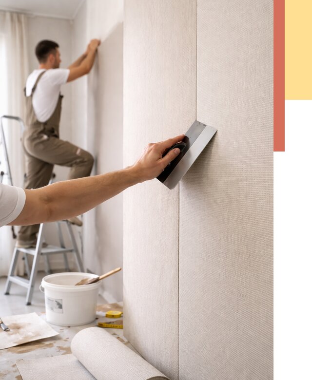 Поклейка текстильных обоев в Барабинске от 4571 руб. под ключ | ОТДЕЛОЧНИК-Ббн