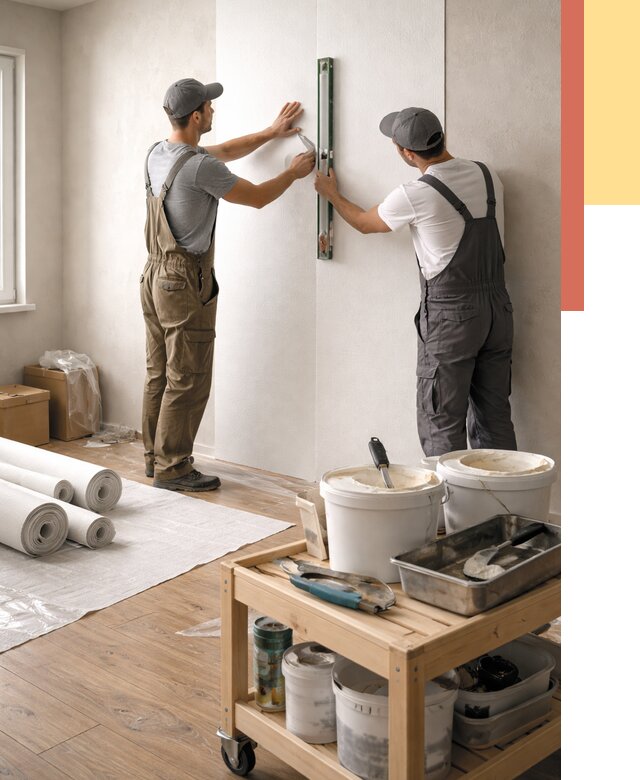 Поклейка стеклообоев в Барабинске от 6602 руб. за м2 — быстро и недорого | ОТДЕЛОЧНИК-Ббн