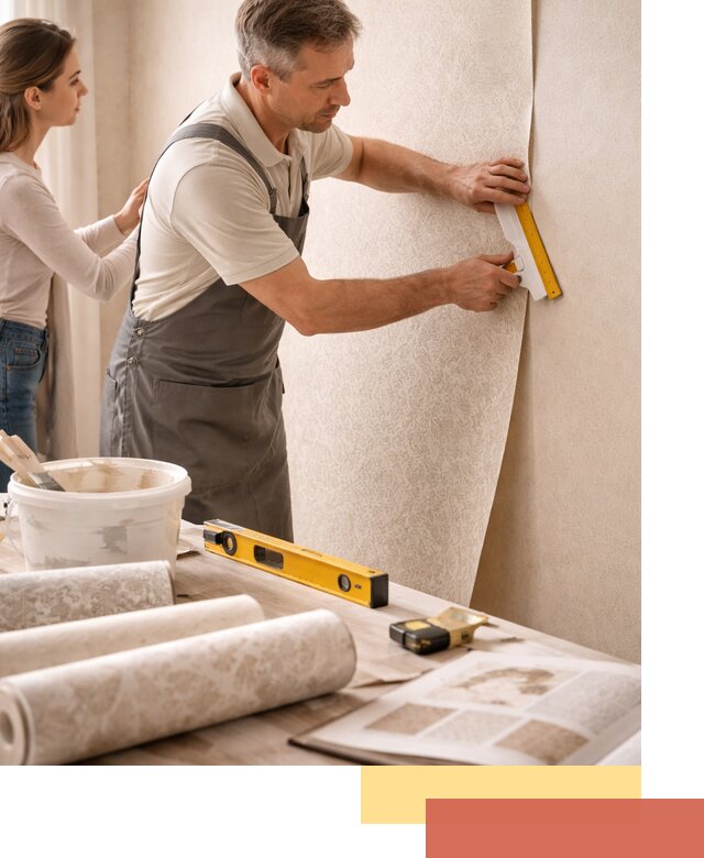 Поклейка обоев с подбором рисунка в Барабинске