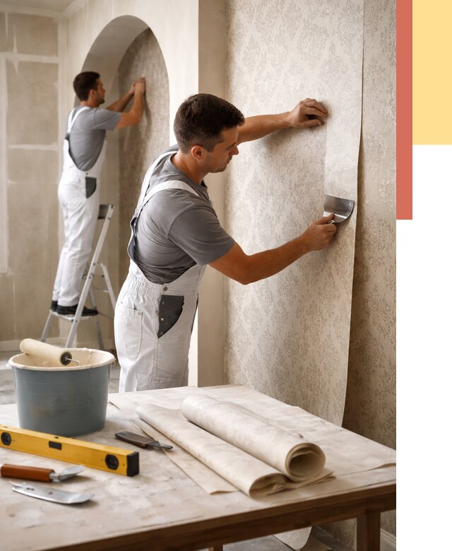 Поклейка обоев на сложные стены в Барабинске от 2844 руб. под ключ | ОТДЕЛОЧНИК-Ббн