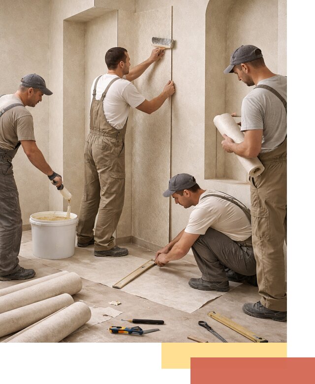 Поклейка обоев на сложные стены и неровные поверхности в Барабинске