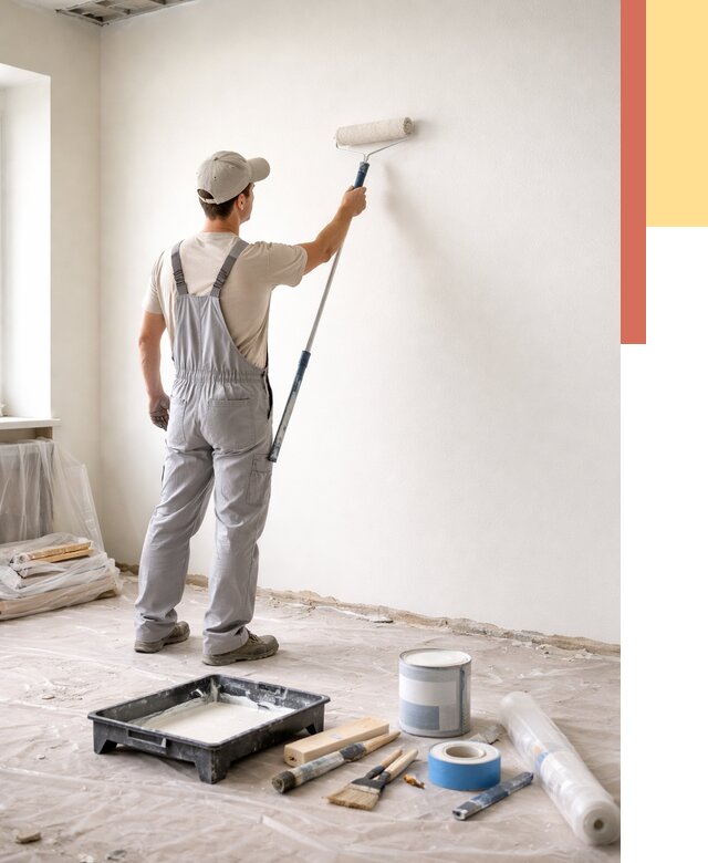 Покраска стен водоэмульсионной краской в Барабинске от 457 руб. за м² | ОТДЕЛОЧНИК-Ббн