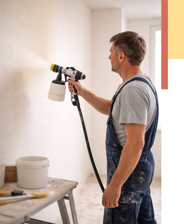 Покраска стен краскопультом в Барабинске от 7618 руб. — механизированная покраска | ОТДЕЛОЧНИК-Ббн