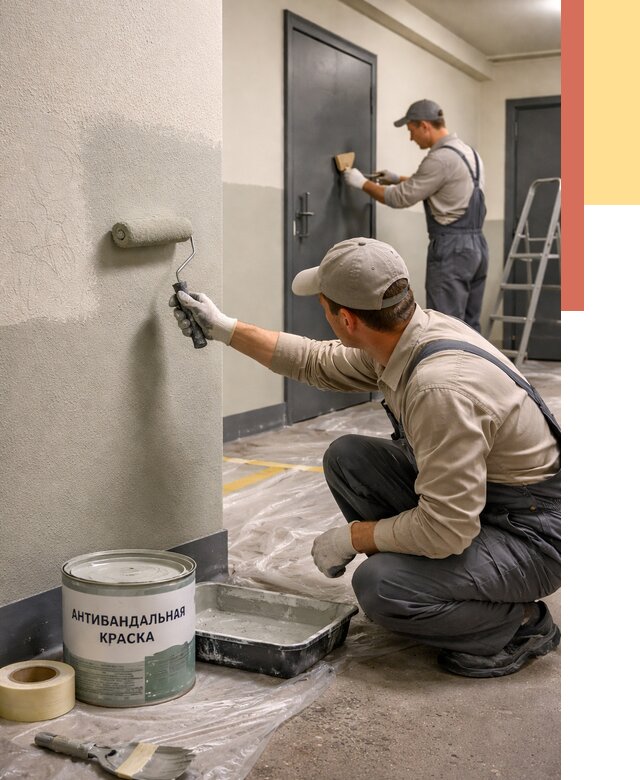 Покраска стен антивандальной краской в Барабинске от 4571 руб./м² под ключ | ОТДЕЛОЧНИК-Ббн