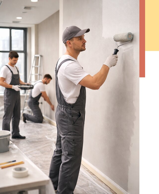 Покраска стен в офисе в Барабинске от 8633 руб. — быстро и недорого | ОТДЕЛОЧНИК-Ббн