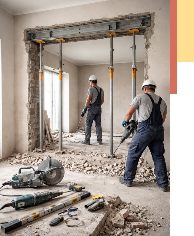 Прорезка проема в стене в Барабинске от 4571 руб. — быстро и недорого | ОТДЕЛОЧНИК-Ббн