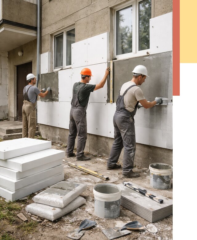 Утепление стен пенопластом в Барабинске от 1777 руб. — недорого и под ключ | ОТДЕЛОЧНИК-Ббн