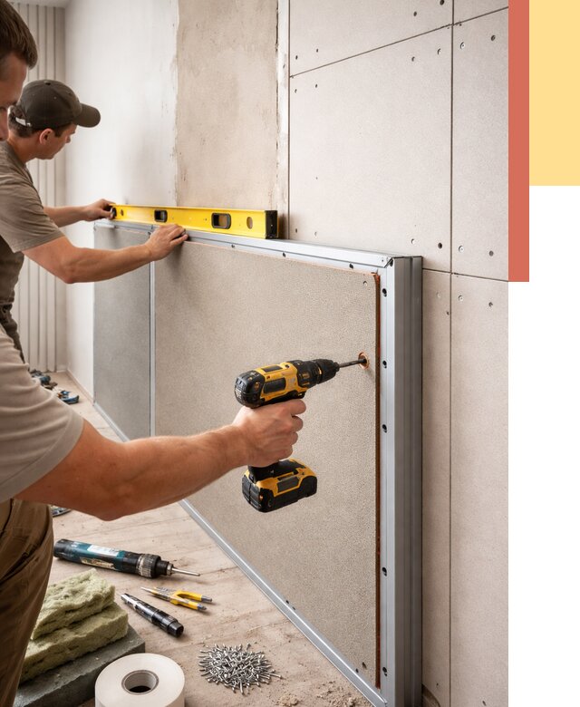 Шумоизоляция стен панелями ЗИПС в Барабинске от 2235 руб./м² под ключ | ОТДЕЛОЧНИК-Ббн