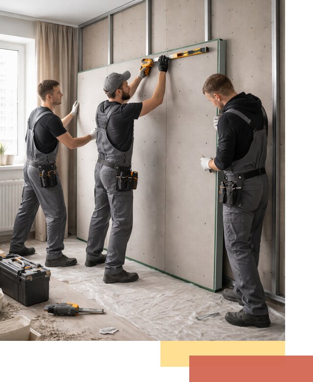 Шумоизоляция стен панелями ЗИПС в Барабинске для жилых и коммерческих помещений