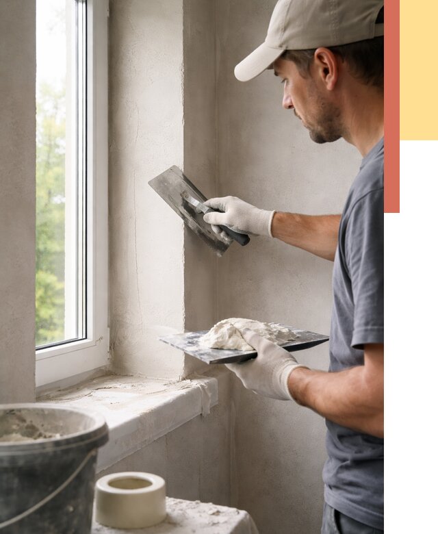 Штукатурка откосов в Барабинске от 4571 руб/м² — услуги и выравнивание под ключ | ОТДЕЛОЧНИК-Ббн