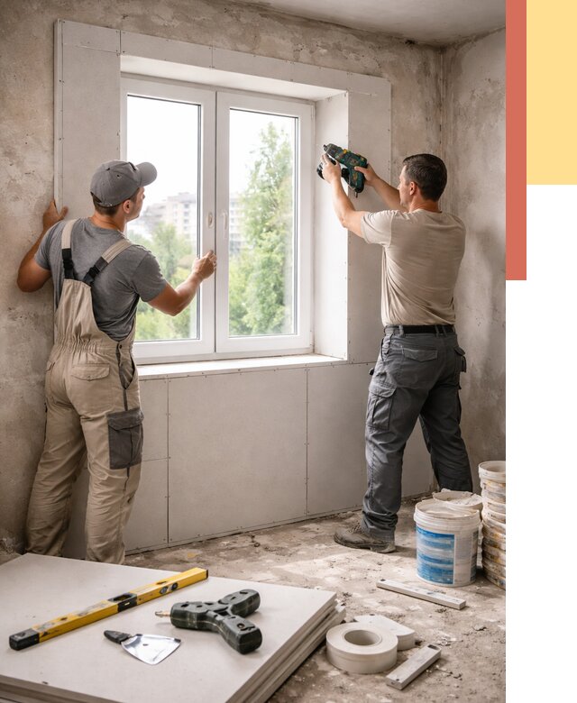 Монтаж откосов из гипсокартона в Барабинске от 4571 руб. под ключ | ОТДЕЛОЧНИК-Ббн