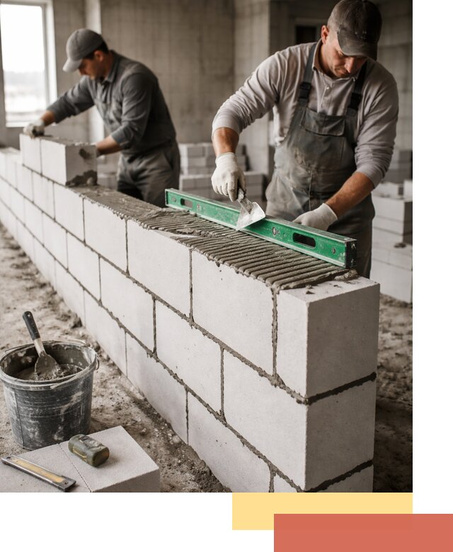 Кладка перегородок из газобетона в Барабинске быстро и качественно