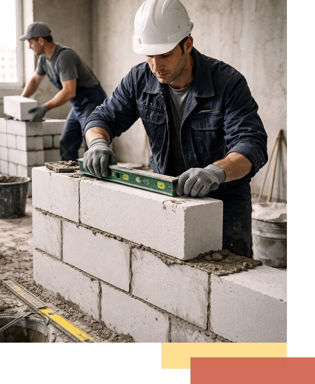 Кладка перегородок из пеноблока под ключ в Барабинске