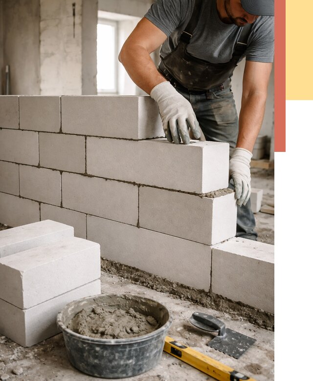 Кладка перегородок из силикатного блока в Барабинске от 4063 руб. под ключ | ОТДЕЛОЧНИК-Ббн