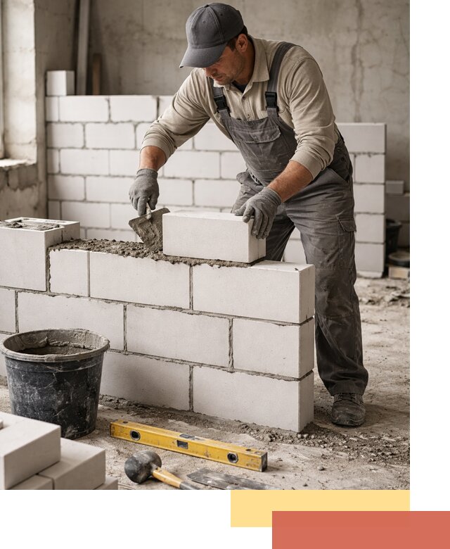 Кладка перегородок из силикатного блока в Барабинске