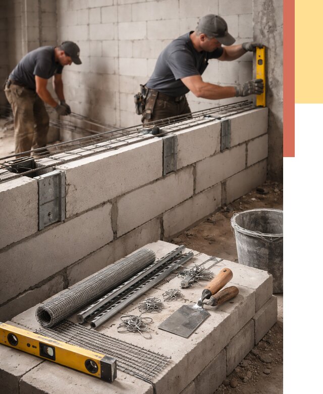 Армирование кладки перегородок в Барабинске от 762 руб. под ключ | ОТДЕЛОЧНИК-Ббн