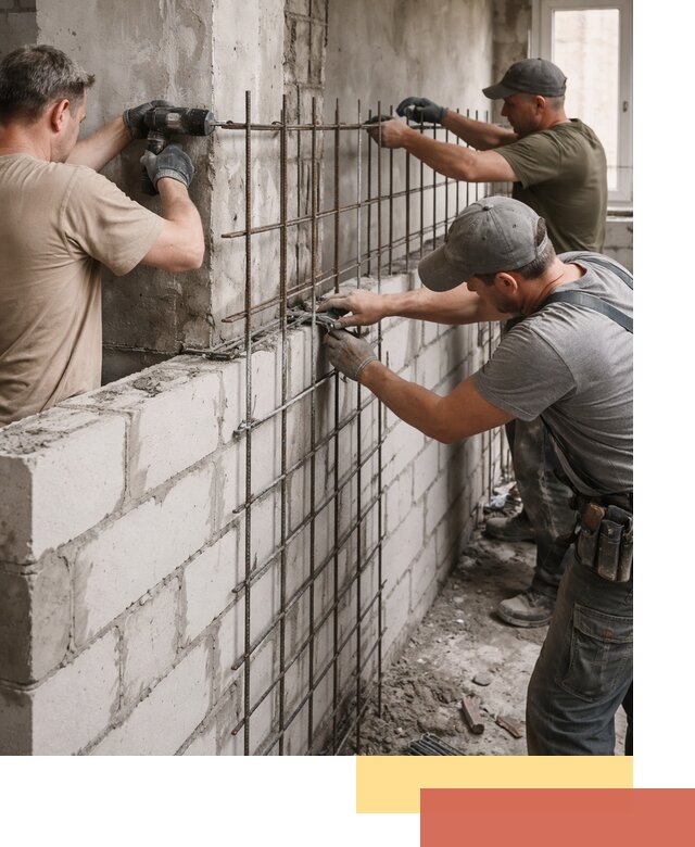 Армирование кладки перегородок в Барабинске профессионально и надёжно