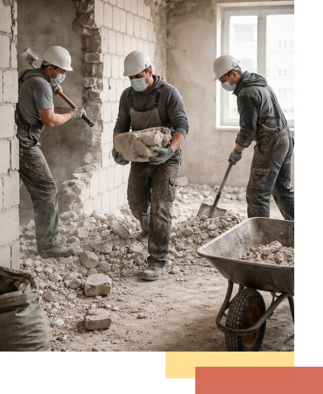 Демонтаж блочных перегородок в Барабинске быстро и аккуратно