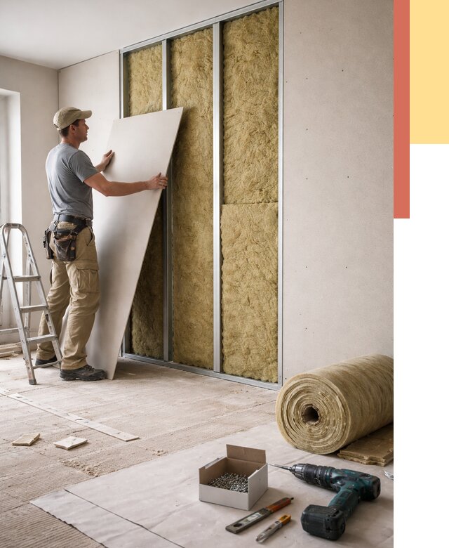 Перегородка из гипсокартона с шумоизоляцией в Барабинске от 3169 руб. | ОТДЕЛОЧНИК-Ббн