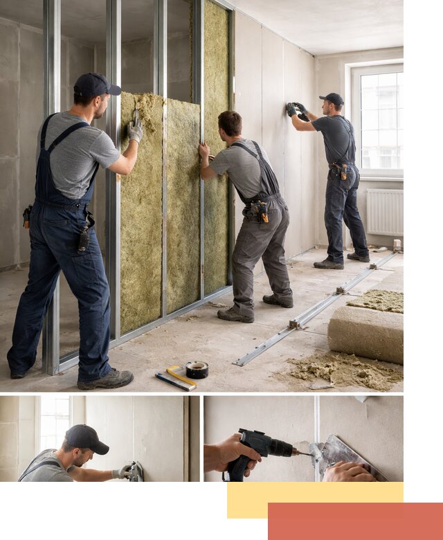 Перегородка из гипсокартона с шумоизоляцией в Барабинске — монтаж под ключ