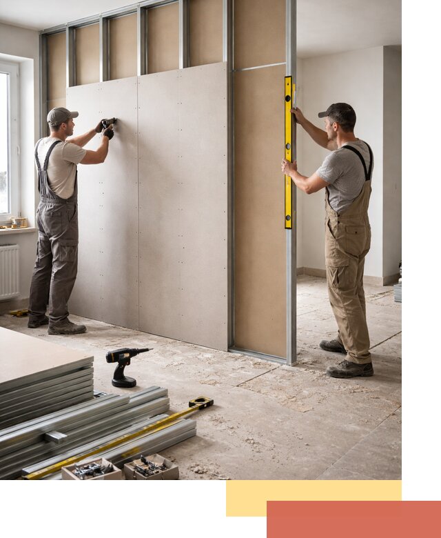 Зонирующая перегородка из гипсокартона под ключ в Барабинске