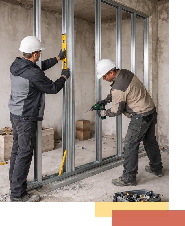 Монтаж каркаса перегородки из профиля в Барабинске