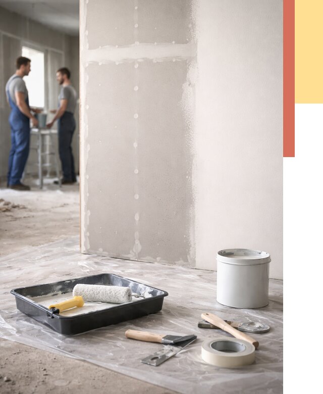 Покраска перегородок из гипсокартона в Барабинске от 4571 руб. под ключ | ОТДЕЛОЧНИК-Ббн