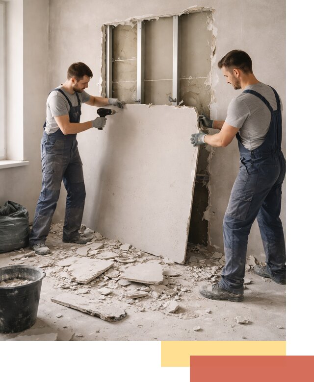 Демонтаж перегородки из гипсокартона в Барабинске быстрый и аккуратный