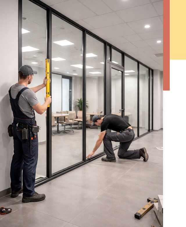 Каркасные стеклянные перегородки в Барабинске под ключ от 9344 руб. | ОТДЕЛОЧНИК-Ббн