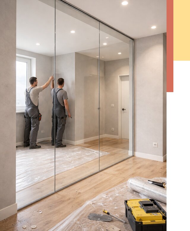 Безрамные стеклянные перегородки в Барабинске — монтаж от 9649 руб. | ОТДЕЛОЧНИК-Ббн