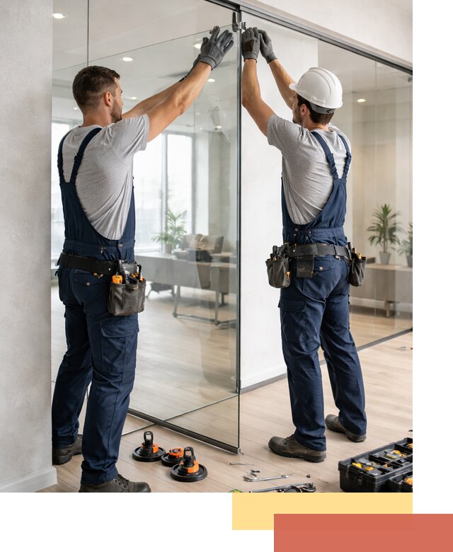 Безрамные стеклянные перегородки под ключ в Барабинске