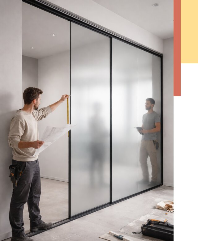 Матовые стеклянные перегородки в Барабинске от 8633 руб. — монтаж и установка | ОТДЕЛОЧНИК-Ббн