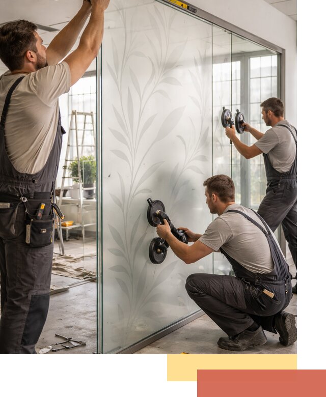 Стеклянные перегородки с рисунком на заказ в Барабинске