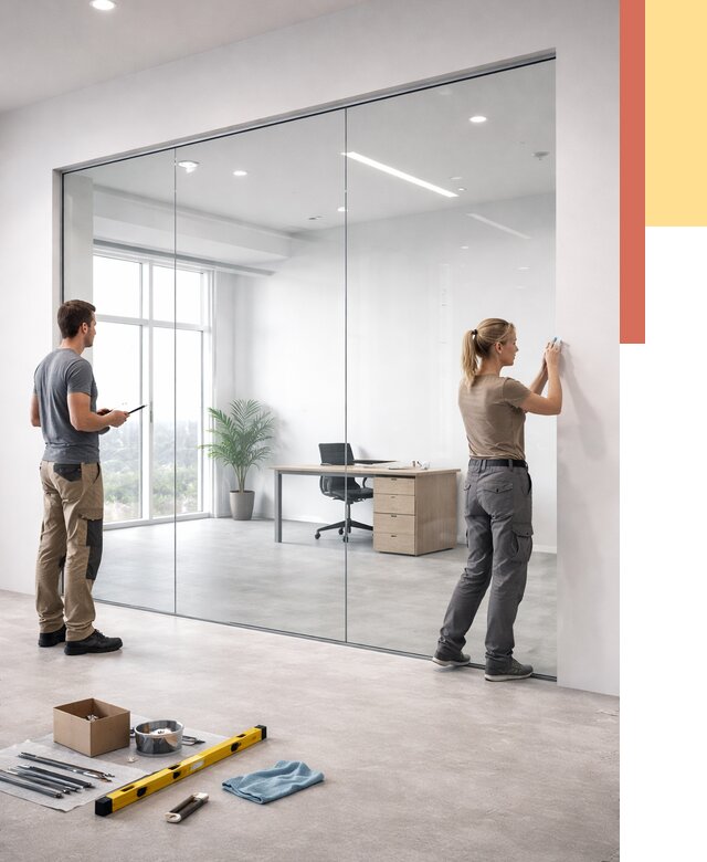 Перегородки из закаленного стекла в Барабинске от 9649 руб. под ключ | ОТДЕЛОЧНИК-Ббн