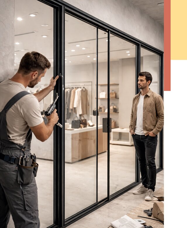 Стеклянные перегородки для магазинов в Барабинске от 8329 руб. под ключ | ОТДЕЛОЧНИК-Ббн