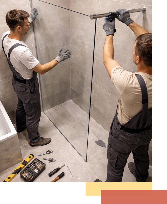 Стеклянные перегородки для душа в Барабинске — изготовление и монтаж