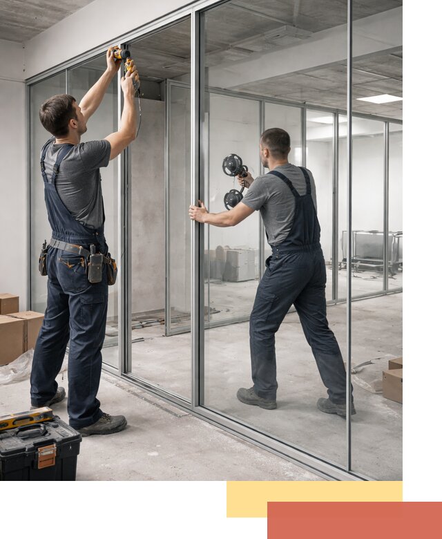 Алюминиевые перегородки со стеклом в Барабинске — изготовление и монтаж